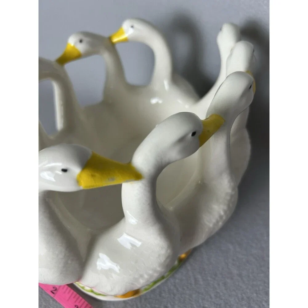 VTG Ceramic Holland Mold White Geese Ducks Goose Oval Dish Decor 80s Cottagecore - Picture 7 of 10